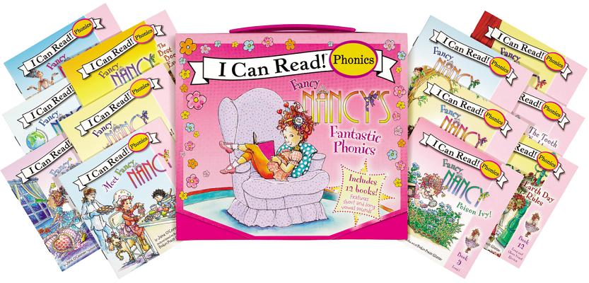 Cover Image for Fancy Nancy's 12-Book Fantastic Phonics Fun!: Includes 12 Mini-Books Featuring Short and Long Vowel Sounds -- Jane O'Connor, Paperback
