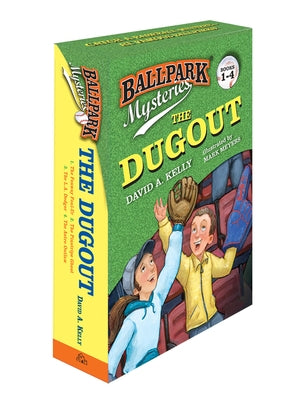 Cover Image for Ballpark Mysteries: The Dugout Boxed Set (Books 1-4): The Fenway Foul-Up, the Pinstripe Ghost, the L.A. Dodger, the Astro Outlaw -- David A. Kelly, Boxed Set