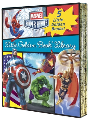 Cover Image for Marvel Super Heroes Little Golden Book Library: 5-Book Boxed Set: Spider-Man, Hulk, Iron Man, Captain America, the Avengers -- Various, Boxed Set