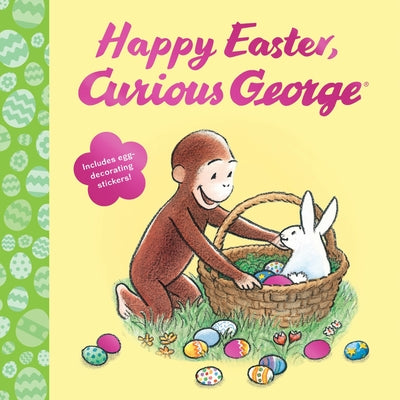 Cover Image for Happy Easter, Curious George: Gift Book with Egg-Decorating Stickers!: An Easter and Springtime Book for Kids -- H. A. Rey, Paperback
