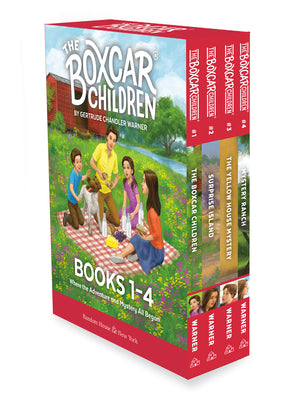 Cover Image for The Boxcar Children Mysteries Boxed Set 1-4: The Boxcar Children; Surprise Island; The Yellow House; Mystery Ranch -- Gertrude Chandler Warner, Boxed Set