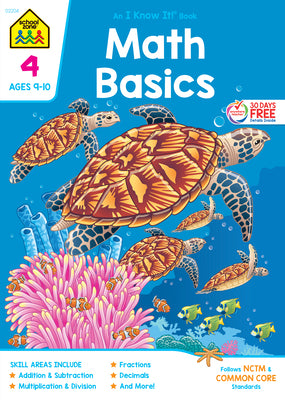 Cover Image for School Zone Math Basics Grade 4 Workbook -- School Zone, Paperback