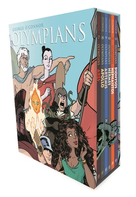 Cover Image for Olympians Boxed Set Books 7-12: Ares, Apollo, Artemis, Hermes, Hephaistos, and Dionysos -- George O'Connor, Paperback