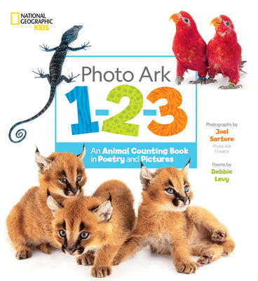 Cover Image for Photo Ark 1-2-3: An Animal Counting Book in Poetry and Pictures -- Debbie Levy, Hardcover