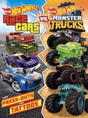 Cover Image for Hot Wheels: Race Cars vs. Monster Trucks: 100% Officially Licensed by Mattel, Activities, Tattoos, & Press-Out Cards for Kids Ages 4 to 8 -- Mattel, Paperback