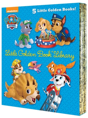 Cover Image for Paw Patrol Little Golden Book Library (Paw Patrol): Itty-Bitty Kitty Rescue; Puppy Birthday!; Pirate Pups; All-Star Pups!; Jurassic Bark! -- Various, Boxed Set