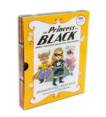 Cover Image for The Princess in Black: Three Monster-Battling Adventures: Books 4-6 (Box Set of Early Chapter Books about Funny Hero Adventures) -- Shannon Hale, Paperback