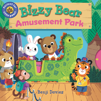 Cover Image for Bizzy Bear: Amusement Park: (Interactive Board Book about Roller Coasters and Rides for Toddlers - With Sturdy Tabs and Slides to Push and Pull) -- Benji Davies, Board Books
