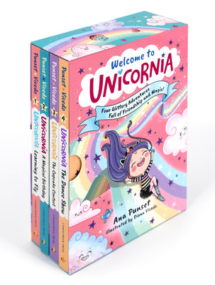 Cover Image for Welcome to Unicornia: Four Glittery Adventures Full of Friendship and Magic!: (Box Set of Early Chapter Readers about Unicorns) -- Ana Punset, Paperback