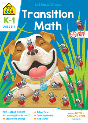 Cover Image for School Zone Transition Math Grades K-1 Workbook -- School Zone, Paperback