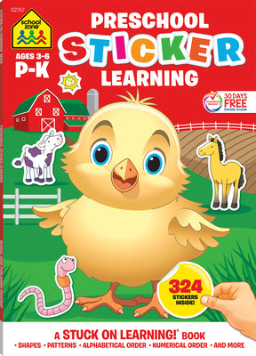 Cover Image for School Zone Preschool Sticker Learning Workbook -- School Zone, Novelty
