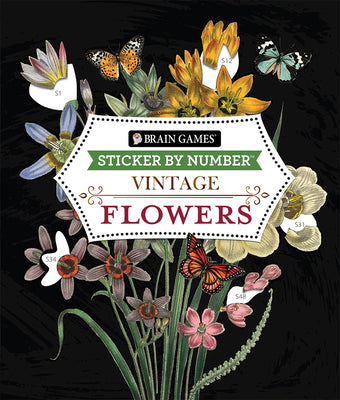 Cover Image for Brain Games - Sticker by Number - Vintage: Flowers (28 Images to Sticker) -- Publications International Ltd, Paperback