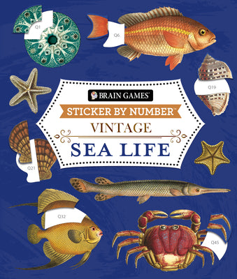 Cover Image for Brain Games - Sticker by Number - Vintage: Sea Life (28 Images to Sticker) -- Publications International Ltd, Paperback
