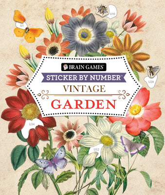 Cover Image for Brain Games - Sticker by Number - Vintage: Garden (28 Images to Sticker) -- Publications International Ltd, Paperback