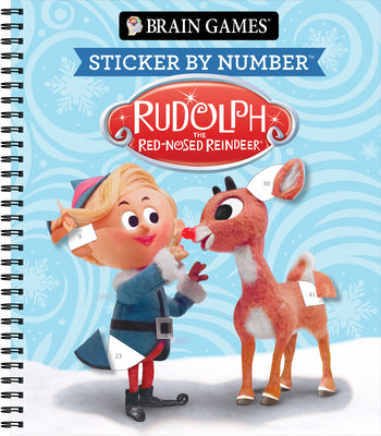 Cover Image for Brain Games - Sticker by Number: Rudolph the Red-Nosed Reindeer -- Publications International Ltd, Spiral