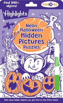 Cover Image for Neon Halloween Hidden Pictures Puzzles: Halloween Puzzle Book for Kids with Neon Hidden Pictures Scenes and Gel Marker, Perfect Halloween Gift and Tra -- Highlights, Paperback