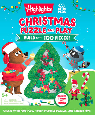 Cover Image for Christmas Puzzle and Play: Build with 100 Pieces!: Holiday Set with Hidden Objects and Plus-Plus Building Blocks for Kids Ages 5 and Up -- Highlights, Hardcover