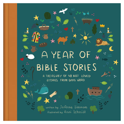 Cover Image for A Year of Bible Stories: A Treasury of 48 Best-Loved Stories from God's Word -- Joanne Simmons, Hardcover
