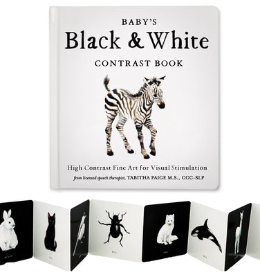 Cover Image for Baby's Black and White Contrast Book: High-Contrast Art for Visual Stimulation at Tummy Time -- Tabitha Paige, Board Books