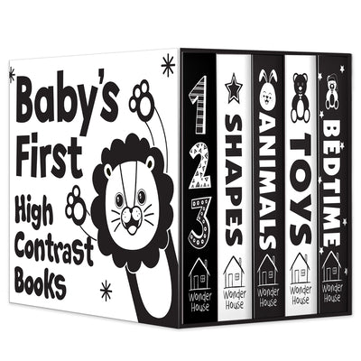 Baby's First High-Contrast Books Boxed Set [Box Set of 5] - Age Group: 0+ / Black and White Tummy Time Books /Illustrated Board Book for Kids/Toddlers -- Wonder House Books, Hardcover